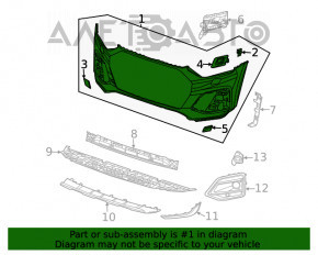 Bara fata goala Audi Q5 80A 21- fara senzori de parcare si spalatoare faruri nou original OEM