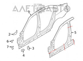 Suport aripă față dreapta superioară BMW 3 G20 19- spate mic nou OEM original