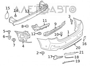 Bara spate bara de protectie centrala BMW 3 G20 19-22 Sport Line nou original OEM