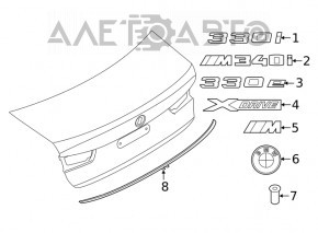 Эмблема надпись 330i крышки багажника BMW 3 G20 19-