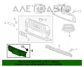 Decorație grilă radiator Audi Q3 8U 16-17 neagră, pentru bara de protecție solidă