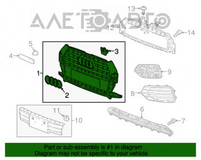 Ansamblu grila radiator Audi Q3 8U 16-18 negru lucios