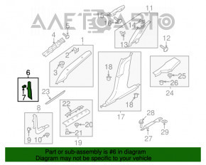 Trim loncher față, mijloc dreapta Ford Fusion mk5 17-20 negru