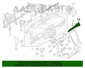 Накладка торпеды правая Ford Fusion mk5 17-20 графит с вставкой под алюминий, потерта