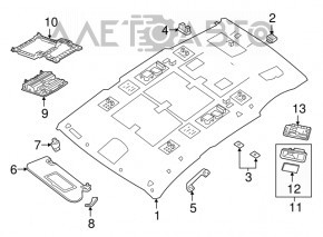 Lumină de curtoazie față Nissan Murano z52 19- gri fără trapă