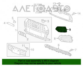 Решетка переднего бампера левая Audi Q3 8U 16-18 под парктроник