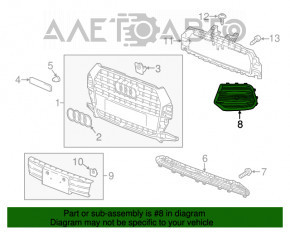 Решетка переднего бампера правая Audi Q3 8U 16-17 под цельный бампер, под парктроник