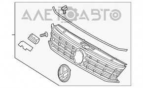 Решетка радиатора grill со значком VW Passat b8 16-19 USA R-Line, песок