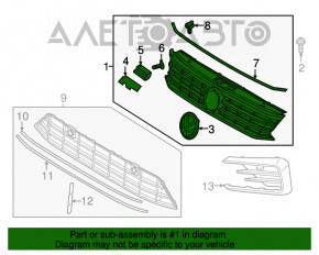 Решетка радиатора grill со значком VW Passat b8 16-19 USA R-Line, песок