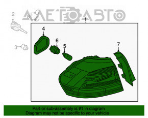 Lumină apărătoare exterioară stânga VW Passat b8 16-19 USA LED întunecat