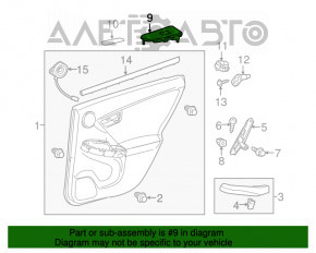 Decorație pentru controlul ridicării geamului spate dreapta Toyota Prius 30 10-15 negru