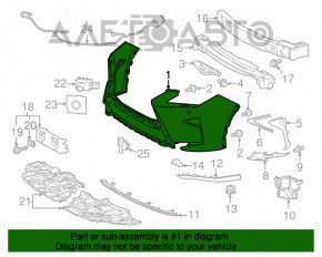 Бампер передний голый Lexus RX350 RX450h 16-19 без парктроников и омывателей фар
