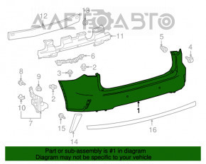 Bara spate goală Lexus RX350 RX450h 16-19 cu senzori de parcare, neagră 223, zgârietură