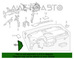 Decorație panou frontal, lateral dreapta Lexus RX350 RX450h 16-22 negru