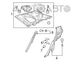 Decorație stâlp stânga jos spate Lexus RX450h 16-22 negru