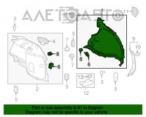 Обшивка арки правая Lexus RX350 RX450h 16-22 черная без сабвуфера